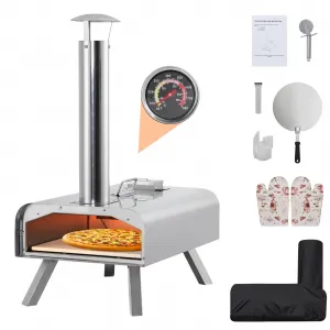Outdoor Pizza Oven, 12" Portable Pizza Oven Outdoor, Wood Pellet Pizza Ovens with Pizza Stone, Pizza Peel, Thermometer and Carry Bag, Stainless Steel Pizza Maker Grill for Outside Backyard Camping