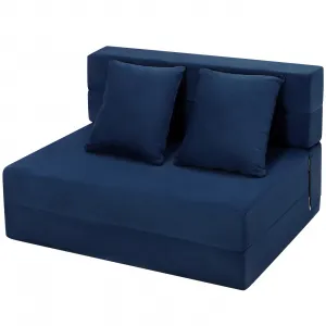 Folding Sofa Bed, Foldable Couch Bed with Pillow, Convertible Sleeper Chair Folding Sofa Mattress, Futon Floor Couch with Memory Foam Washable Cover for Living Room/Bedroom/Guest, Twin Size, Blue