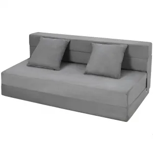 Folding Sofa Bed, Foldable Couch Bed with Pillow, Convertible Sleeper Chair Folding Sofa Mattress, Futon Floor Couch with Memory Foam Washable Cover for Living Room/Bedroom/Guest, Queen Size, Gray