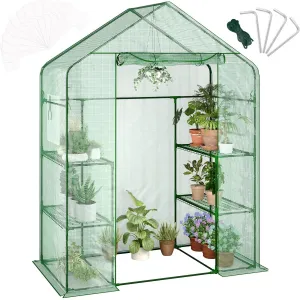 57" X 29" X 77" Walk-in Greenhouse with A Roll-Up Zipper Door and 6 Windows, Garden Plant Hot House with Galvanized Steel Frame, Green PE Cover Warm House for Outdoors Vegetables Plants
