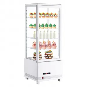 Commercial Bakery Display Fridge - 98L/3.5Cu.Ft 230W Fast Cooling (2-8°C), Space-Saving Countertop, ETL/DOE Certified (LED, Wheels, Auto Defrost)