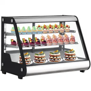 Commercial Refrigerator Display, 160L/5.7 Cu. FT Countertop Refrigerator Display Case, Commercial Fridge Display Refrigerator, Double-Layered Glass Display Refrigerator With LED Lights, Auto Defrost