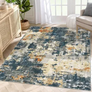 Washable 5x7 Rug Non Slip Farmhouse Rug Soft Nursery Rug Navy and Brown
