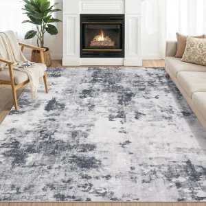 Rugs for Living Room Washable 10x13 Extra Large Area Rug Soft Bedroom Rug Modern Abstract Rug Non Slip Classroom Indoor Carpet Non Shedding Accent Rug for Farmhouse Dining Room, Grey