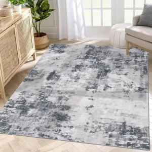 Washable Area Rug 5x7 Non Shedding Soft Low-Pile Grey Rug for Living Room Bedroom Nursery Office Modern Farmhouse