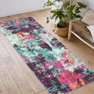 Abstract Multicolor 2x6 Washable Non Slip Runner Rug Low Pile Ultra Thin Carpet for Hallway Kitchen