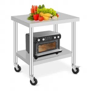 36"L x 24"W x 37"H Stainless Steel Work Table with Caster Wheels - Heavy-Duty Food Prep Table with Adjustable Undershelf for Kitchen, Garage, Laundry, and Hotel Use