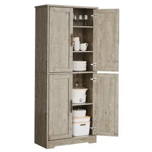 Kitchen Pantry Cabinet, Freestanding Pantry Storage Cabinet with Doors and Shelves, 70" Cupboard, Modern Tall Cabinet for Dining Room, Grey