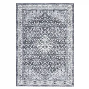 8*10ft Persia Style Area Rug Gray ,Machine Washable Stain-Resistant Area Rug with Non-Slip Backing Low for Living Room, Bedroom, and Dining Room