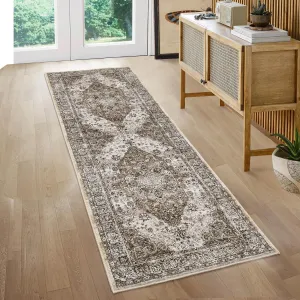 Washable Runner Rug 2x6 Vintage Non Slip Kitchen Floral Oriental Indoor Entryway Soft Brown