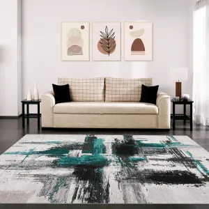 8x10 Ft Area Rugs Washable Non-Slip Abstract Indoor Rug for Living Room Bedroom Dining Room Black Blue
