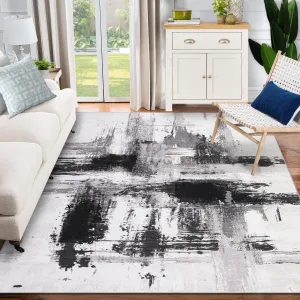 8x10 Ft Abstract Area Rug Non-Slip Stain Resistant Pearl Velvet Soft Low Pile Washable Living Room Bedroom Dining