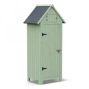 Fir Wood Lockable Storage Cabinet with Waterproof Asphalt Roof & Adjustable Shelves for Patio Backyard Garage Green 22.6"x 18.2"x 63.6"