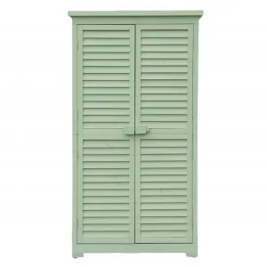 Shed Outdoor Storage Cabinet, Wooden Garden Sheds, Outside Tool Organizer with Waterproof Roof, Shelves and Lockable Door for Patio Hallway and Backyard (Green, 32.1"x16.5"x63")