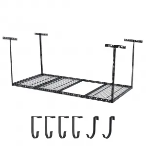 4x6 FT Overhead Garage Storage Rack, 22"-40" Height Adjustable Ceiling Storage Rack 660lbs Weight Capacity, Heavy Duty Metal Hanging Storage Shelves for Garage (Black, Vertical Post x 4)