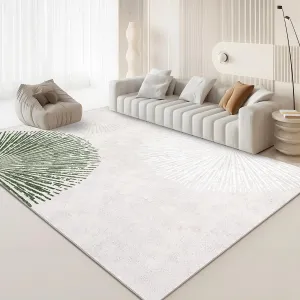 Modern Abstract Area Rug, 9x12 Washable Low Pile Rug Non Slip Non Shedding Rug, Soft Floor Carpet Foldable Thin Rug, Stain Resistant Rug for Bedroom Living Room Dining Room, Beige