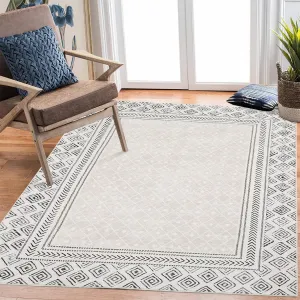 Area Rugs 5x7, Washable Rug, Foldable Rug for Bedroom Non Shedding Living Room Anti Slip Rubber,Easy Care, Pearl Velvet Washed Back Folding Gray Printed Carpet for Dining Room Creative Streak Pattern