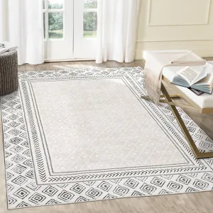 Area Rugs 9x12, Washable Rug, Foldable Rug for Bedroom Non Shedding Anti-Slip Rubber,Easy Care, Pearl Velvet Printed Carpet for Home Decor Dining Room Living Room Creative Streak Pattern,Gray