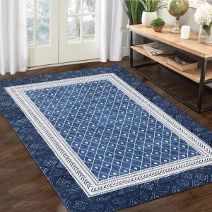 Area Rugs 8x10, Washable Rug, Foldable Rug for Bedroom Non Shedding Living Room Anti-Slip Rubber,Easy Care, Pearl Velvet Washed Back Folding Printed Carpet for Dining Room Creative Streak Pattern,Blue