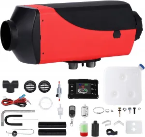 Diesel Air Heater 12V, 10L Tank, Diesel Heater 2KW, Muffler, Diesel Parking Heater with LCD Thermostat Monitor & Remote Control for Trucks, Trailer, Boat and Motor-Home
