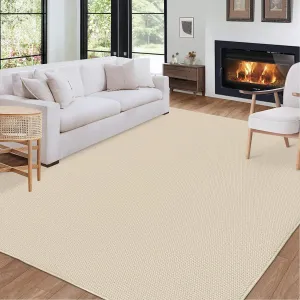Area Rug 10x13 Extra Large Rug Modern Solid Textured Machine Washable Rug for Living Room, Non-Slip Stain Resistant Accent Rug Contemporary Weaving Floor Cover Carpet for Bedroom, Beige