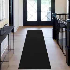 Machine Washable Black Runner Rugs 2x6 Modern Solid Textured Rug Runner Non-Slip Bathroom Rug Low Pile Carpet Hallway Runner Stain Resistant Carpet for Kitchen Bedroom Entryway Bedside