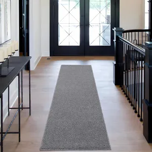 Machine Washable Grey Runner Rugs 2x6 Modern Solid Textured Rug Runner Non-Slip Rug Low Pile Carpet Runner Ultra Thin Hallway Runner Stain Resistant Carpet for Kitchen Bedroom Entryway