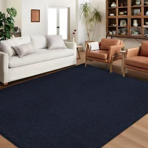 Washable Area Rug 5x7 Modern Solid Textured Area Rug for Living Room, Contemporary Weaving Accent Rug Non-Slip Stain Resistant Farmhouse Floor Cover Carpet for Bedroom Decor, Navy
