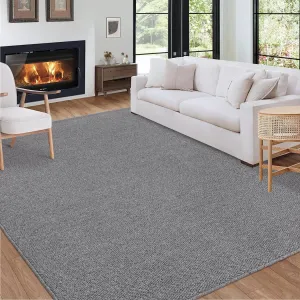 8x10 Area Rug Modern Solid Textured Rug Non Slip Backing Accent Carpet Classic Grey Rug Washable Bedroom Rugs Soft Low Pile Non Shedding Indoor Rugs for Living Room Nursery Playroom Dorm