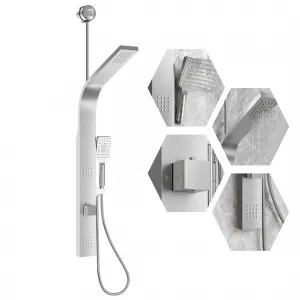 Shower Panel Tower System with Rainfall Waterfall Shower Head,2 Body Jets, 3-Function Handheld Shower,Stainless Steel Wall-Mounted Shower Set, Brushed Nickel