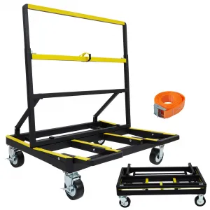 2200 LB Drywall Ceramic Tile Cart - Extendable Folding Dolly with/Brakes & 4 Swivel Wheels for Sheetrock, Plywood, Glass & Construction