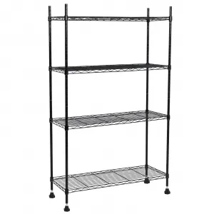 4-Tier Adjustable Storage Shelving - Cold-Rolled Round Tube Metal, Heavy Duty Shelving, Durable Metal Shelves, Space Saving Shelving, Multipurpose Storage Rack.