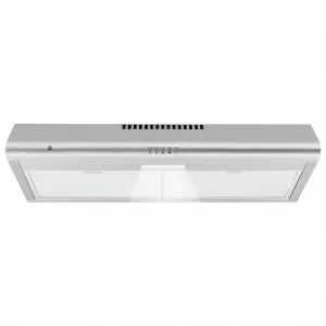 Range Hood 30 Inch Under Cabinet, Stainless Steel Stove Vent Hood, 200CFM, 3-Speed Exhaust Fan, Button Controls, LED Lights, Reusable Baffle Filters, Silver