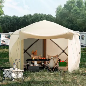 10'x10' Pentagonal Pop-Up Screen Tent with 5-Sided Canopy - Outdoor Camping Tent for Patio, Backyard & Lawn, 210D Oxford Fabric