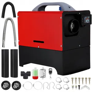 5KW 12V Diesel Heater, All-in-One Diesel Air Heater, Portable Diesel Heater with Remote Control & LCD Monitor, Quick Heating for Car,RV,Truck, Camper,Trailer,Red