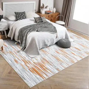 Large Area Rug 10x13 Geometric Living Room Bedroom Rugs Washable Rug Indoor Non-Slip Stain Resistant Throw Floor Carpet Rug Modern Abstract Area Rug for Home Decor Office, Orange