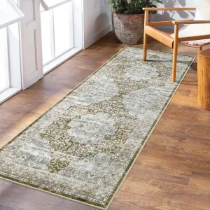 Runner Rug 2x6 Non-Slip Laundry Rug Runner Taupe Vintage Floral Print for Hallway Bedroom Kitchen Bathroom
