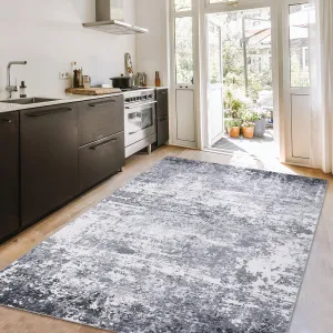Large Area Rug 10x13 Modern Abstract Rug Machine Washable Non Slip Soft Low Pile Foldable Light Grey for Living Room Nursery Bedroom