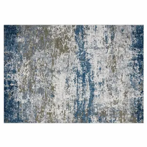 Large Modern Abstract Rug 9x12 Navy Non Slip Low Pile Machine Washable Area Rug for Living Room, Dining Room, Apartment, Nursery