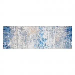 Modern Abstract Runner Rug 2x6 Washable Non Slip Soft Foldable Runner for Entryway Kitchen Laundry Doorway Bedroom Grey Blue