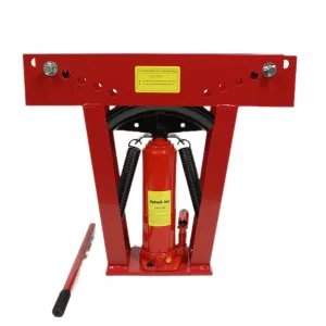 16 Ton Hydraulic Pipe Bender Tool with 8 Dies, Adjustable 90°-180° Roller, Heavy-Duty Steel, Non-Slip Vinyl Handle, Red, Portable for Plumbing & Automotive
