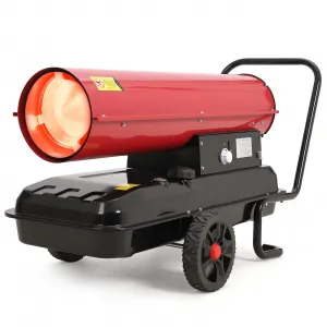175,000 BTU Diesel Kerosene Space Heater, 51L Fuel Tank, Adjustable Thermostat, 1100m³/h Output, for Outdoor, Indoor, Workshop, Industrial, Red