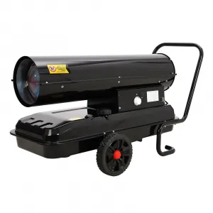 220,000 BTU Forced Air Kerosene Diesel Heater, 120V 52L Tank, Thermostat, 1100m³/h Output, Handle, for Construction, Warehouse, Workshop, Black