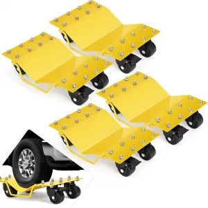 4 Pack Car Dollies with Tow Hooks, 8000LBS Capacity Car Dolly with Thickened Handles & Sidebar, Car Wheel Dolly with Security Lock, Car Dolly Set of 4 for Moving Cars, Trucks & Vehicles