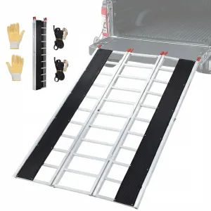 85"L x 54"W Snowmobile Ramp, 1500 LBS Capacity Aluminum Tri-Fold Loading Ramps for ATV/UTV/Motorcycle/Lawn Mower/Garden Tractor, Pickup Truck & Trailer Loading, Silver