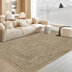 Washable Area Rugs Beige Yellow 5x7 Rug Non Slip Modern Soft Braided Print for Living Room Bedroom