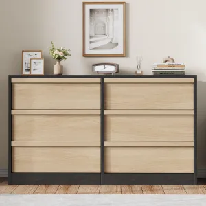 6 Drawer Dresser for Bedroom, Modern Dresser Organizer Storage Chest, Wooden Double Chest of Drawers for Bedroom, Living Room, Nursery