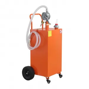 30 Gallon Gas Caddy Stainless Steel Portable Fuel Storage Tank With Manual Transfer Pump For Cars Motorcycles Lawn Mowers ATVs Boats