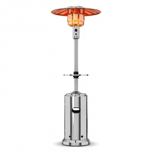 Patio Heater, 48,000 Btu Portable Heater With Patio Cover, Propane Outdoor Heaters for Patio, Backyard, Balcony With Wheels (Gray)