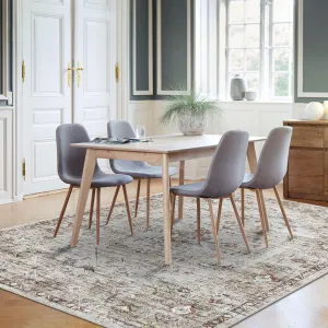 Vintage Brown 5x7 Washable Rug, Oriental Distressed Non Slip Low Pile Carpet for Living Room, Bedroom